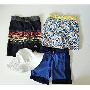 Coolibar Quiksilver Boden Hanna Boys XS 5 Swim Trunks Sunhat Lot Set